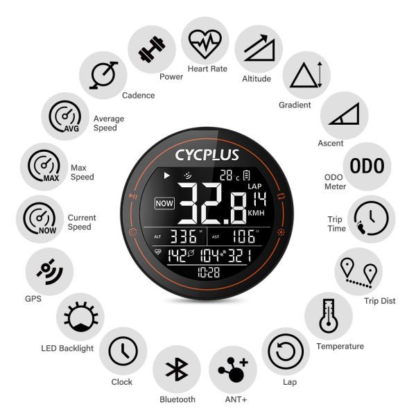 Đồng hồ tốc độ xe đạp GPS Cycplus M2