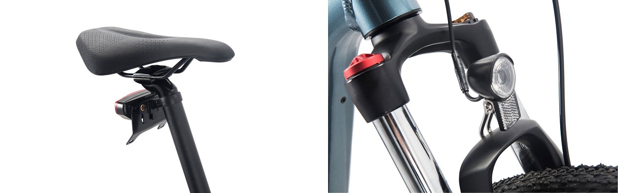 Theo bạn suốt dọc đường. Xe có đèn chiếu sáng phía trước, đèn LED, cọc yên có đèn hậu màu đỏ, an toàn hơn khi đạp buổi tối.